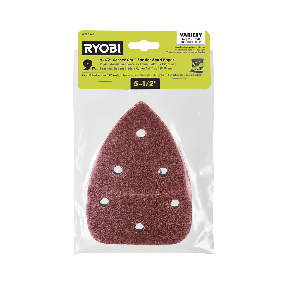 9 PC. 5-1/2" Corner Cat Sander Sand Paper