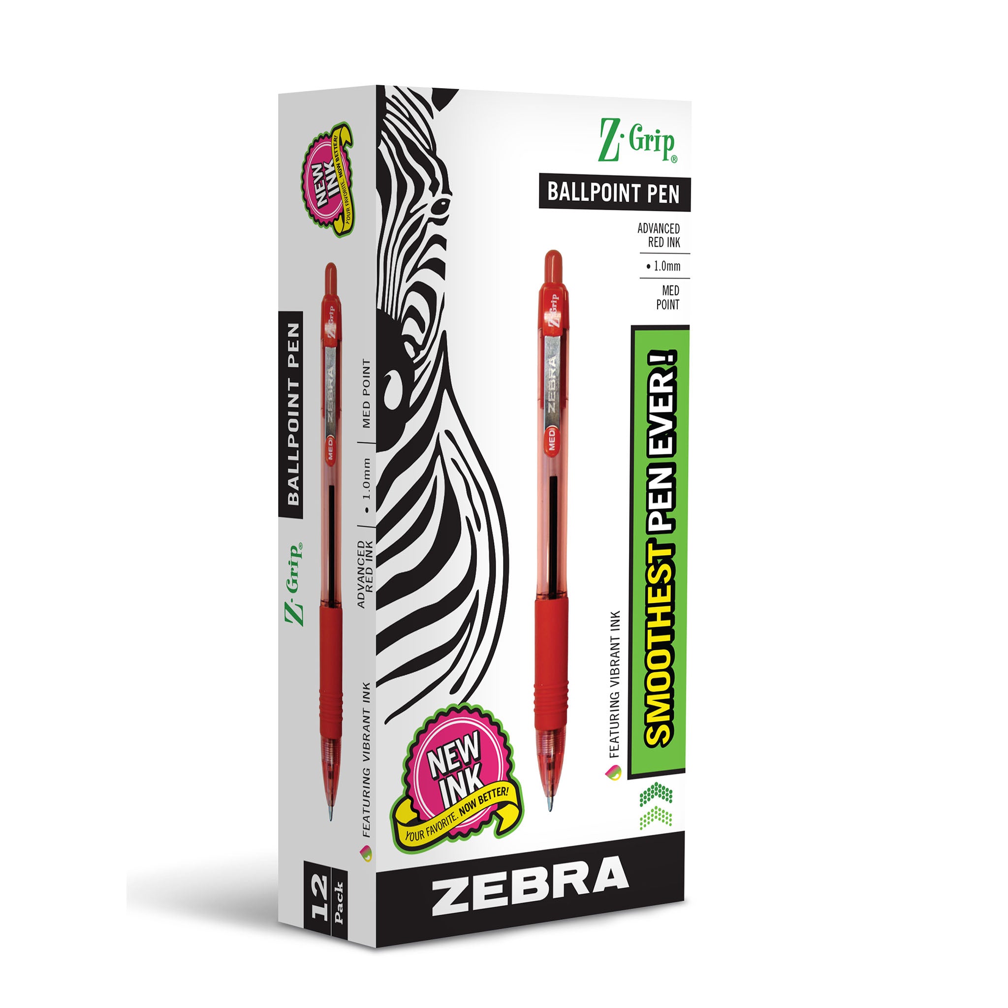 22230Z-GripRetractableBallpoint1.0mmRedDozen