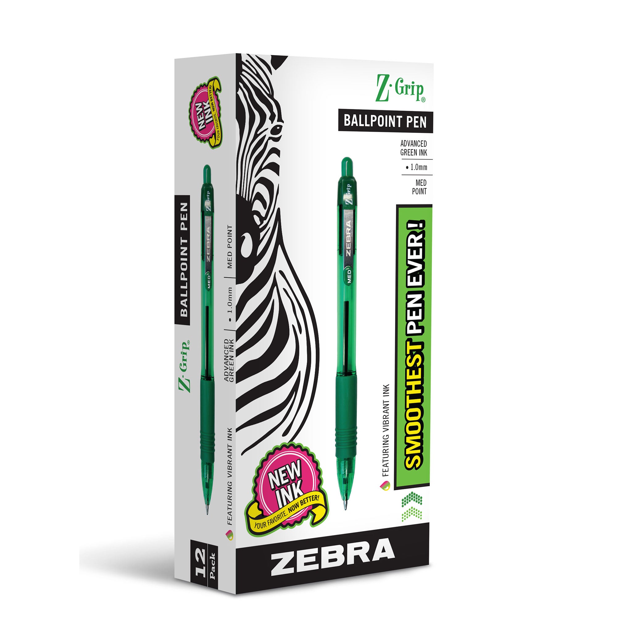 22240Z-GripRetractableBallpoint1.0mmGreenDozen