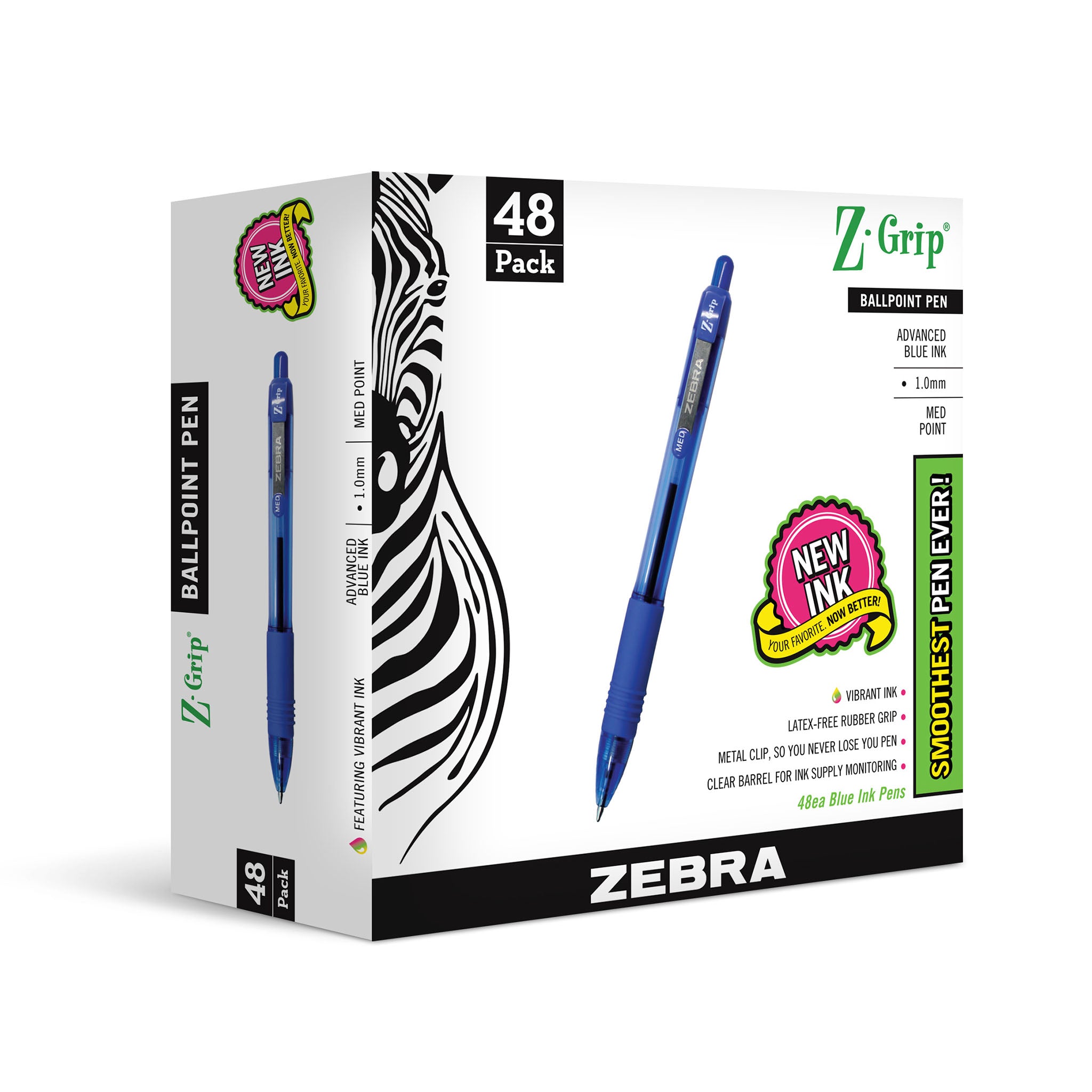 22248Z-GripRetractableBallpoint1.0mmBlue48pk