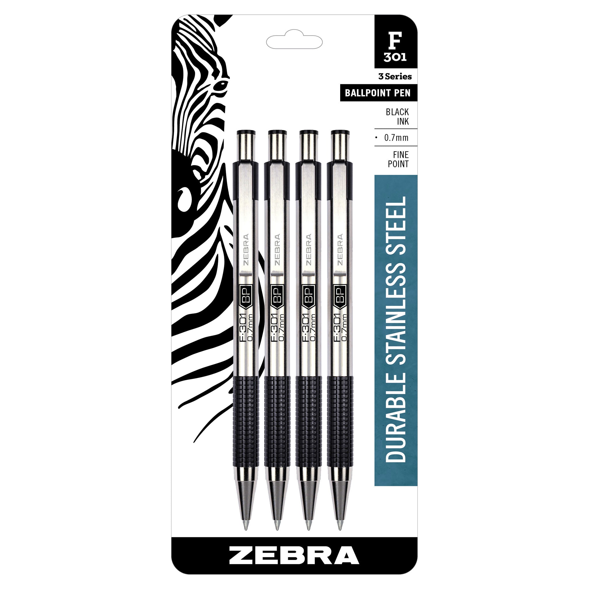27114F-301RetractableBallpoint0.7mmBlack4Pk