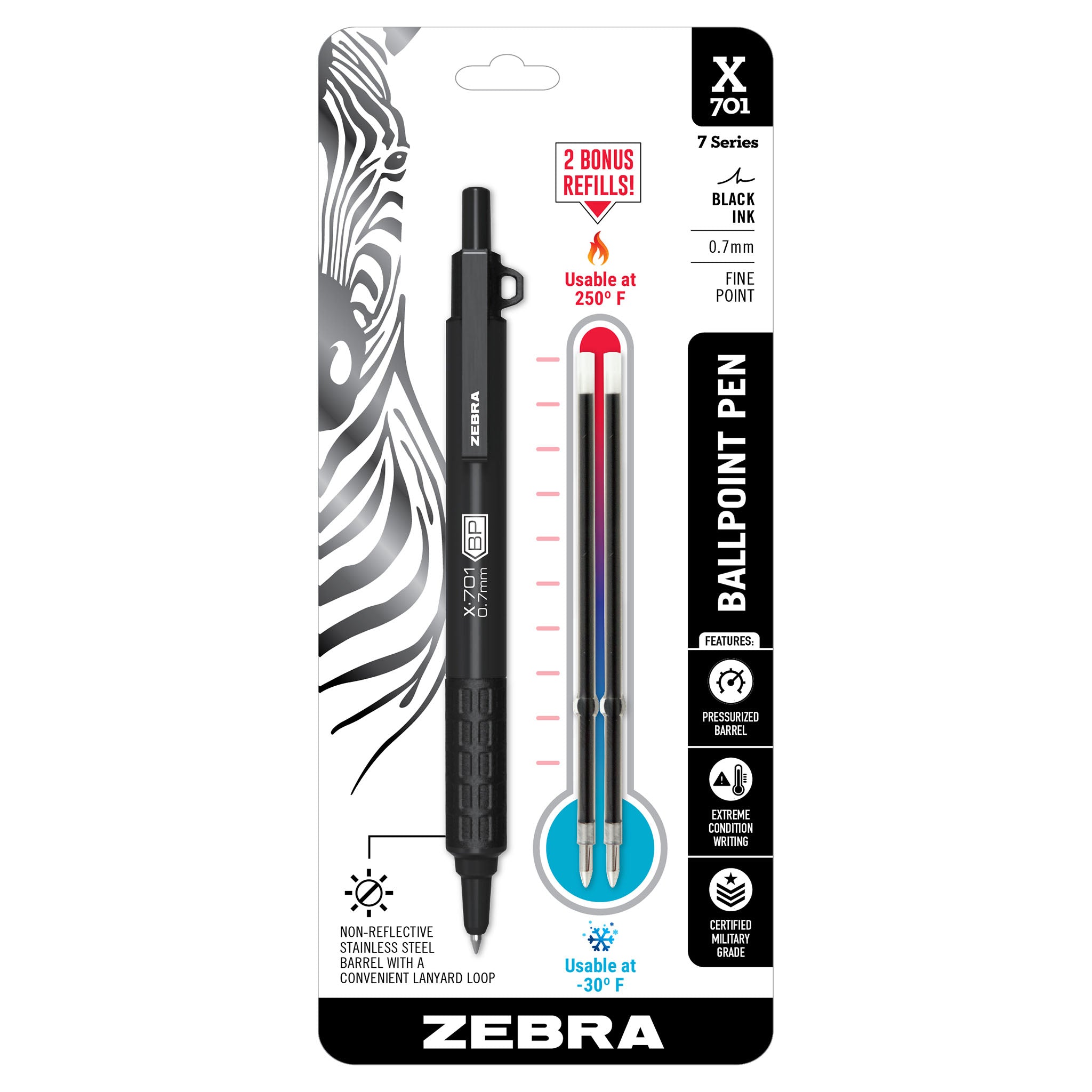 29811_X-701_Retractable_Ballpoint_0.7mm_Black_1Pk_Bonus_2_Refills