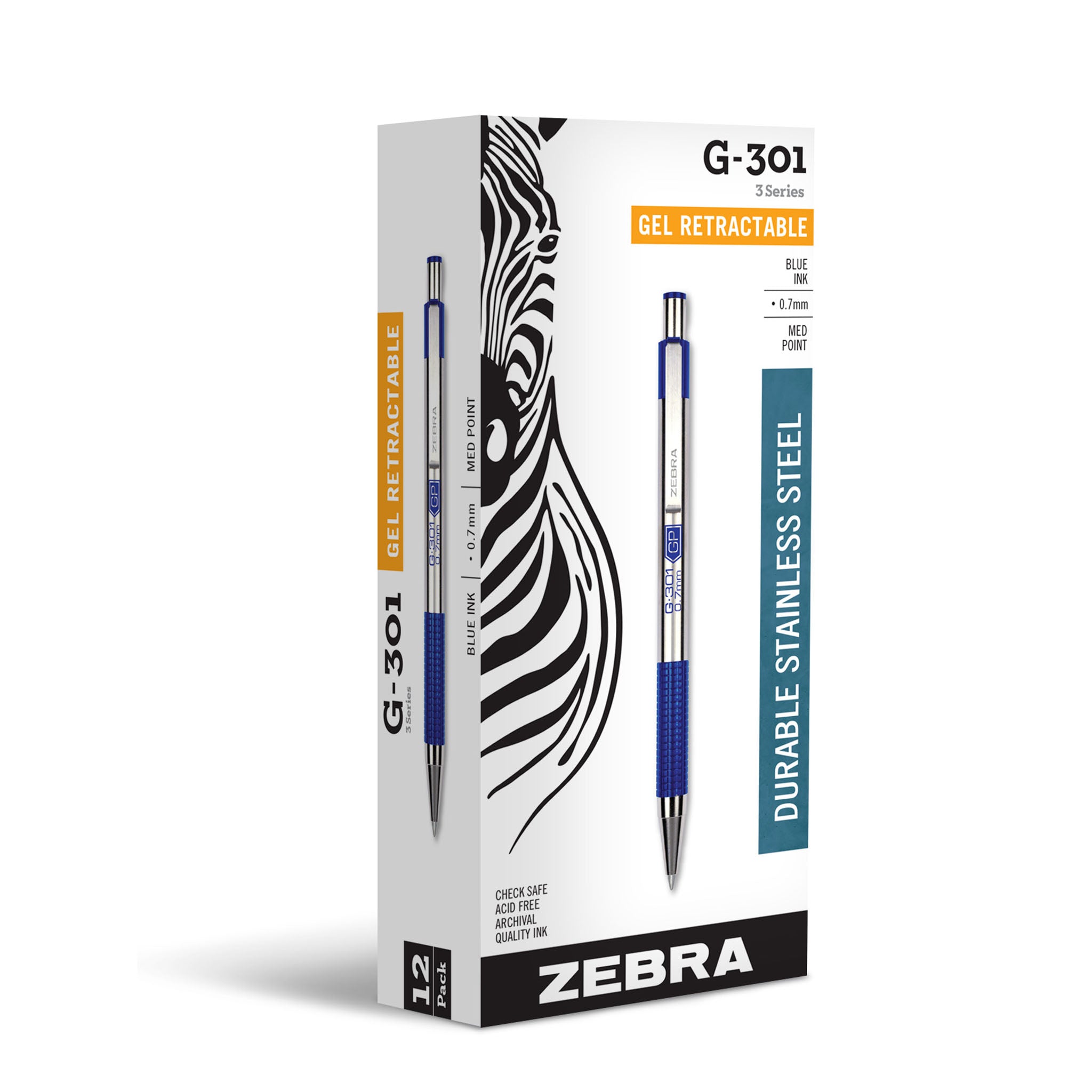 41320_G-301_Gel_Retractable_0.7mm_Blue_Dozen