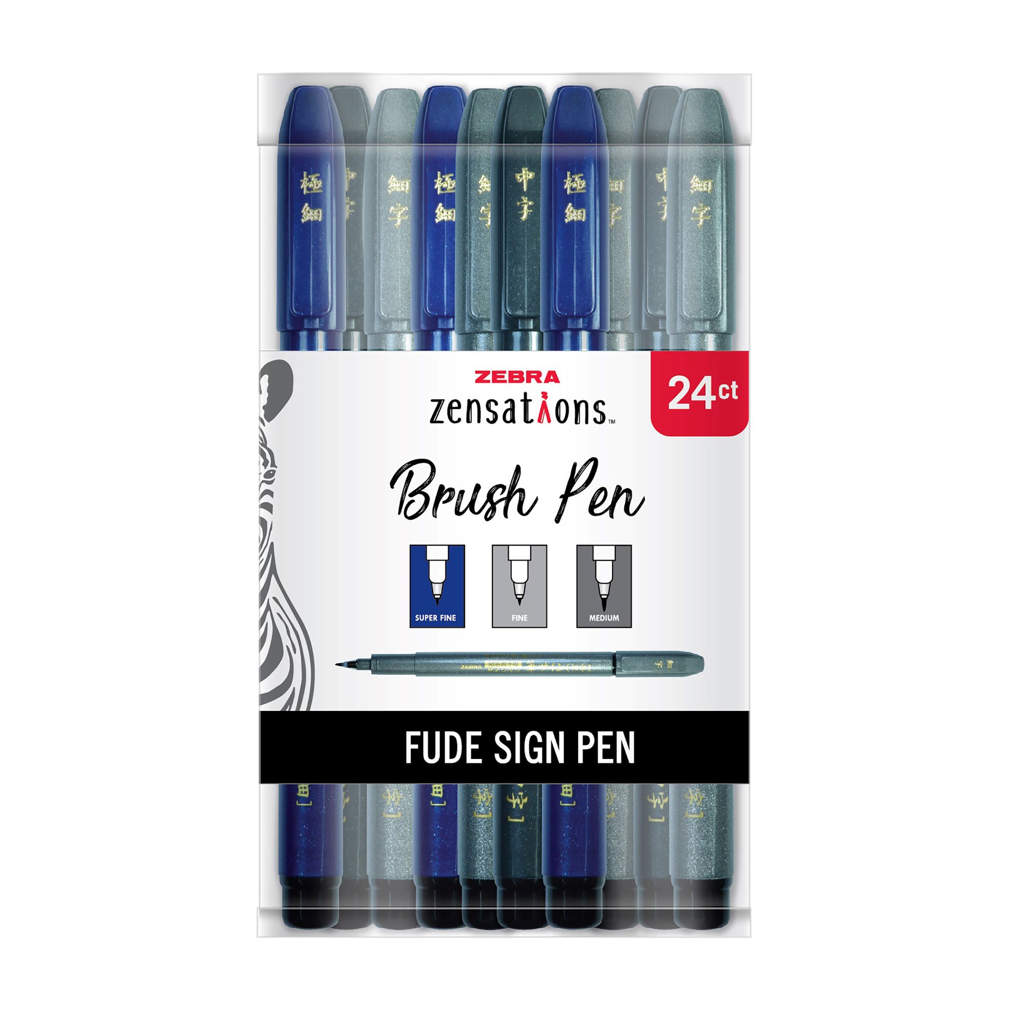 59107_Zensations_Brush_Pen_Single_Ended_Black_Asst_Pts_24Pc_Cup
