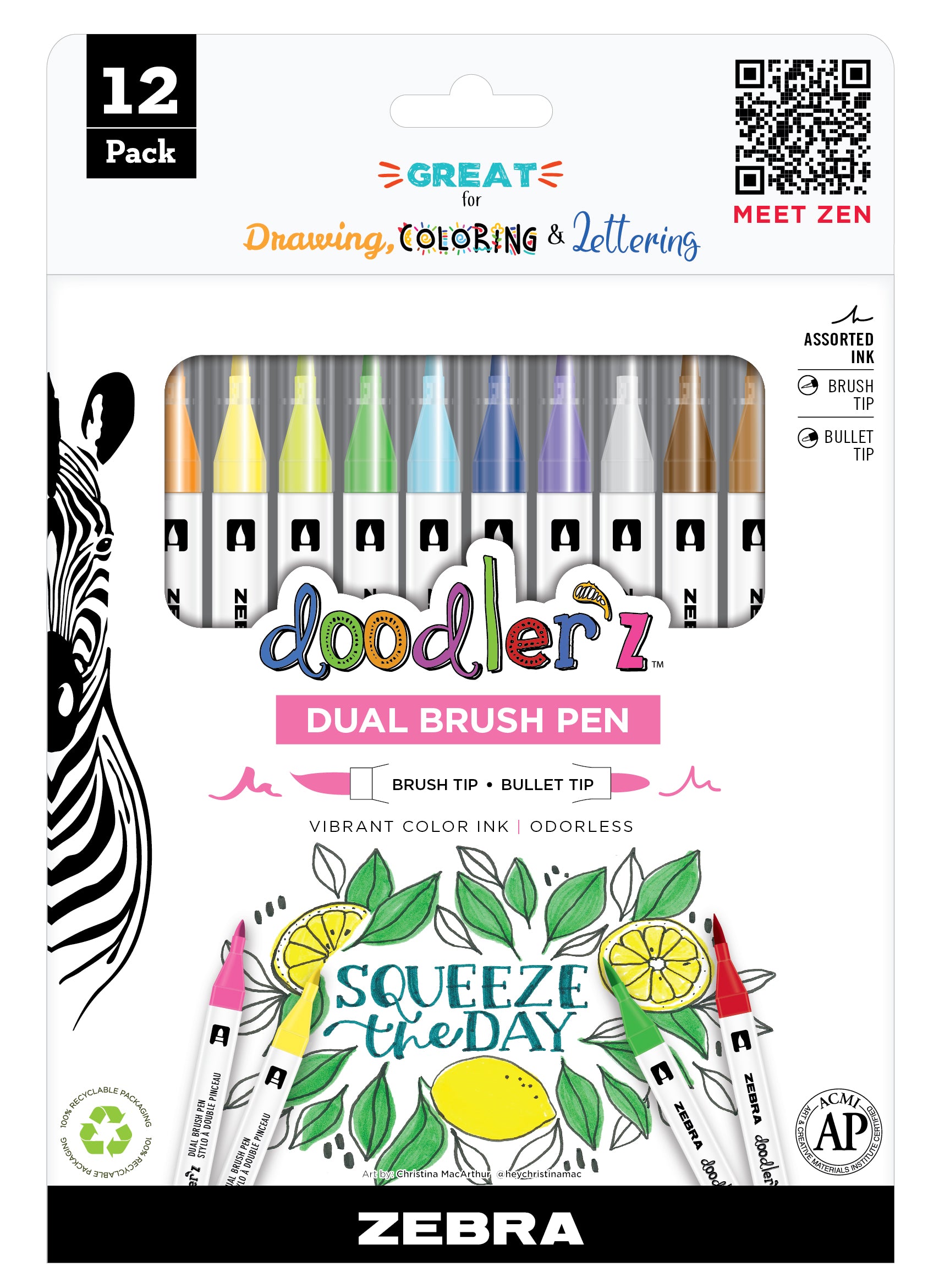 61002DoodlerzDualBrushMarkersAsst12pkBOX