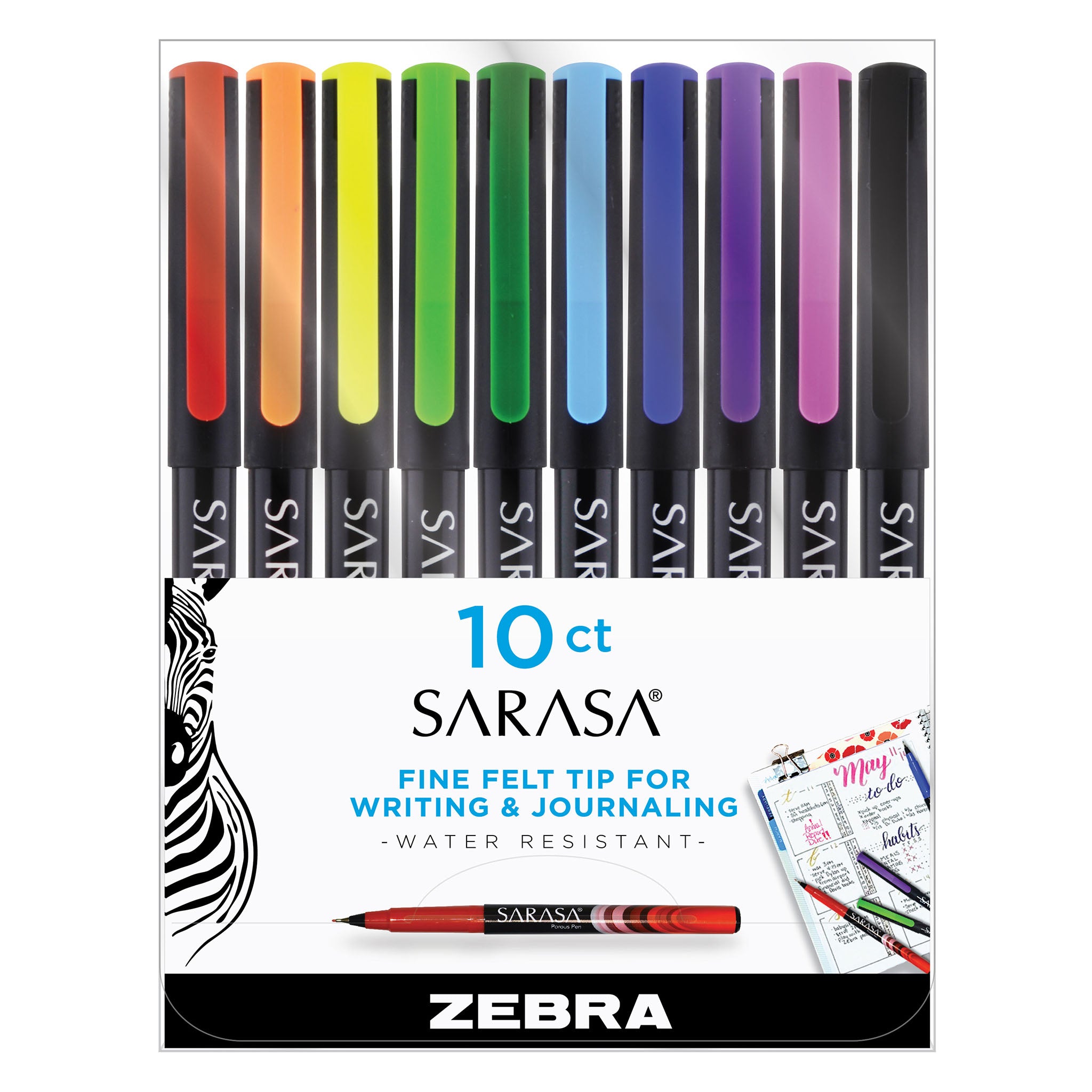 67101_Sarasa_Fineliner_Pen_0.8mm_Assorted_10Pk